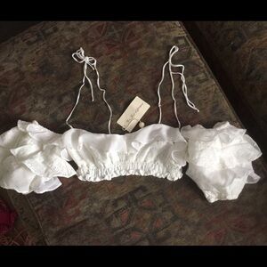 Free People For love and Lemons Bora White Eyelet Bra Top S